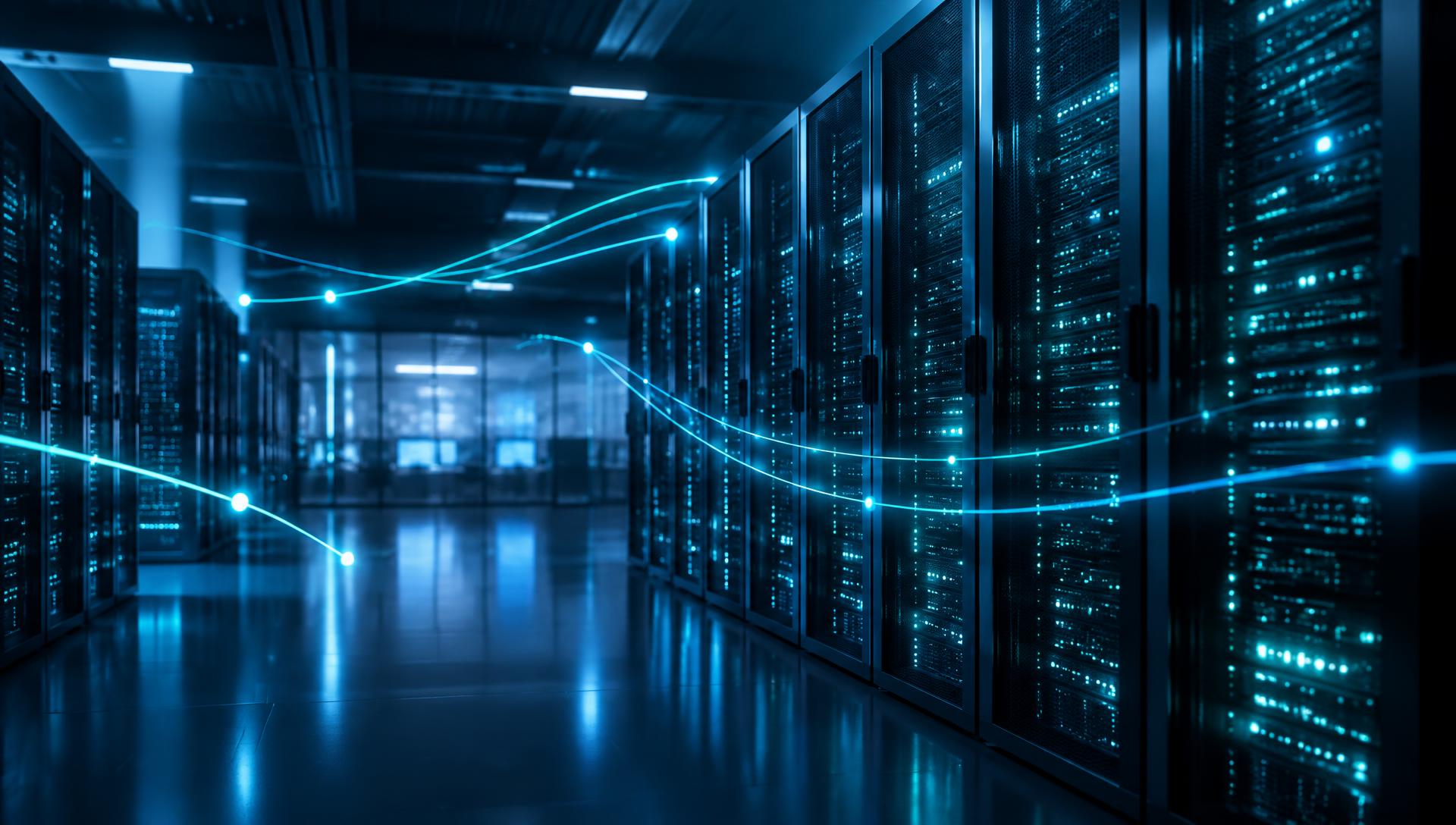 Moderner Serverraum mit vernetzten Systemen